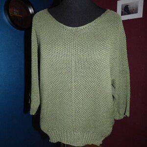 ANGELA MARA ITALY GOTH BOHO SAGE SEE THRU SHORT SLEEVE PULLOVER SWEATER XL